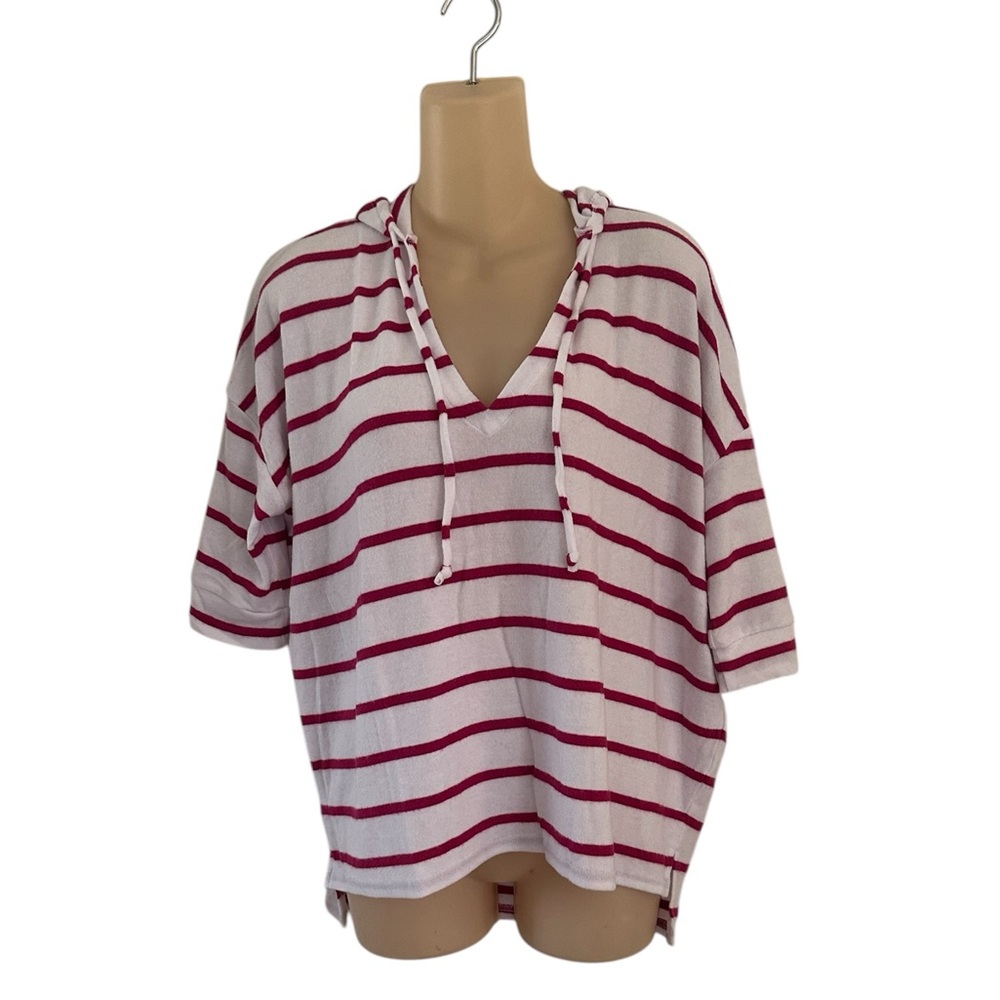 CHASER Striped Red‎ and White Hooded Top NWT